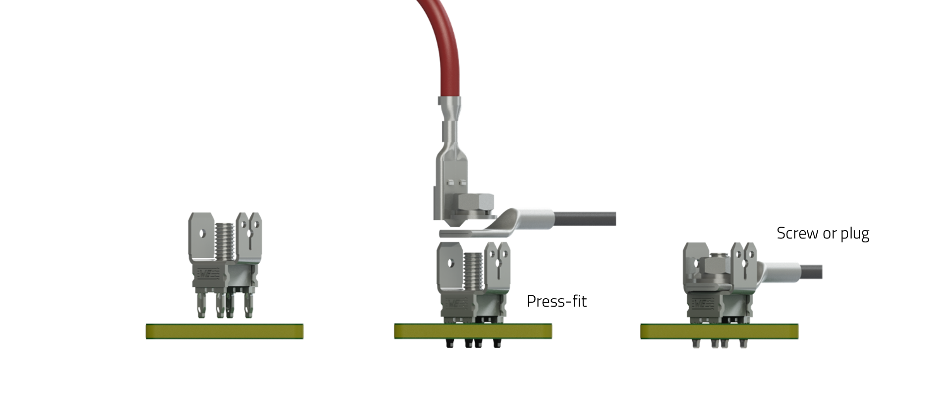 Sketch press-fit connection process PowerFlex EN Sketch for the connection process by pressing in PowerFlex elements with English labeling