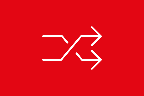 Teaser Cross-Reference request red Teaser for cross-reference request with two crossing arrows on red background